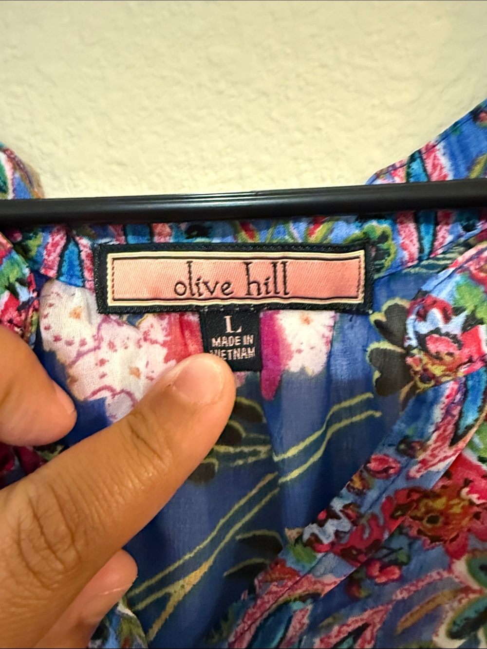 Bohemian Floral Split-Neck Blouse in Bright Blue - Picture 2 of 3